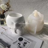 Skull Flower Pot Silicone Mold for Resin Plaster Clay