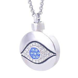 Crystal Evil Eye Amulet Ashes Urn Pendant Necklace