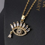 Crystal Evil Eye Pendant Necklace Stainless Steel Initial CZ Necklace