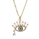 Crystal Evil Eye Pendant Necklace Stainless Steel Initial CZ Necklace