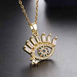 Crystal Evil Eye Pendant Necklace Stainless Steel Initial CZ Necklace