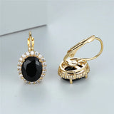 Crystal Small Oval Earrings Red Stone Clip-On Women's Earrings