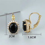 Crystal Small Oval Earrings Red Stone Clip-On Women's Earrings