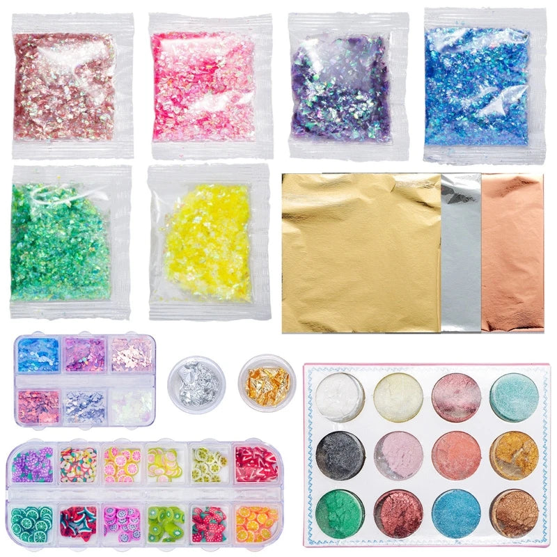 Sequins Nail Art Set Fruit Soft Pottery Pieces Flat Nail Jewelry