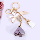 Crystal 5-leaf Flower Car Keychain Tassel Leaves Key Chain Female Bags Pendant
