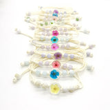 Boho Crystal Flower Bracelet Glass Ball for Women Bangle Bohemian Gift