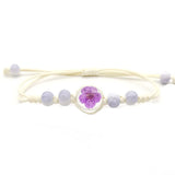 Boho Crystal Flower Bracelet Glass Ball for Women Bangle Bohemian Gift