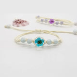 Boho Crystal Flower Bracelet Glass Ball for Women Bangle Bohemian Gift