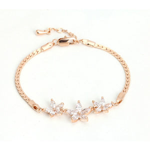 Crystal Flower Bracelet for Women Rose Friendship Birthday Gift