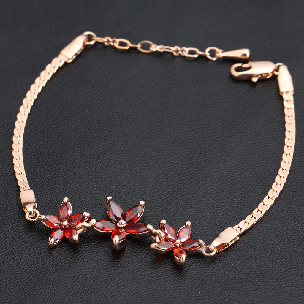 Crystal Flower Bracelet for Women Rose Friendship Birthday Gift