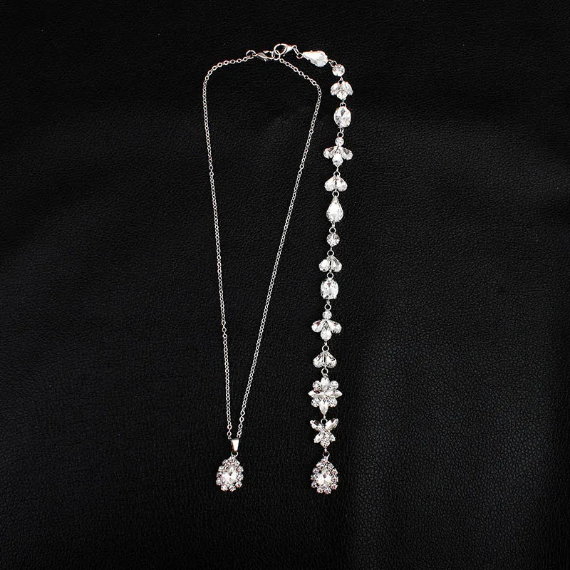 Crystal Flower Bridal Backless Necklace for Wedding Dress