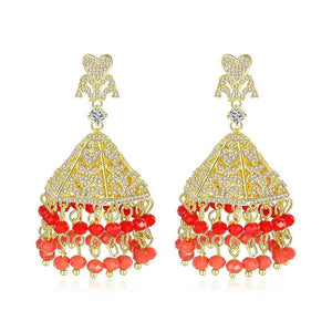 Crystal Flower Drop Dangle Earrings Indian Jhumka Jhumki Women Bridal Wedding