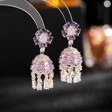 Crystal Flower Drop Dangle Earrings Indian Jhumka Jhumki Women Bridal Wedding