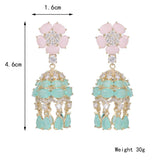 Crystal Flower Drop Dangle Earrings Indian Jhumka Jhumki Women Bridal Wedding