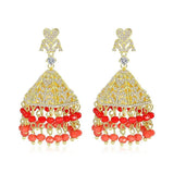 Crystal Flower Drop Dangle Earrings Indian Jhumka Jhumki Women Bridal Wedding