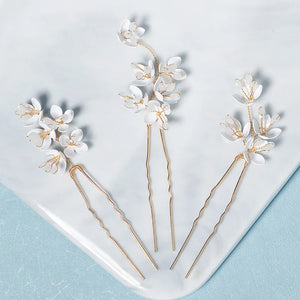 Crystal Flower Hair Forks Pins Bridal Wedding Hair Accessories