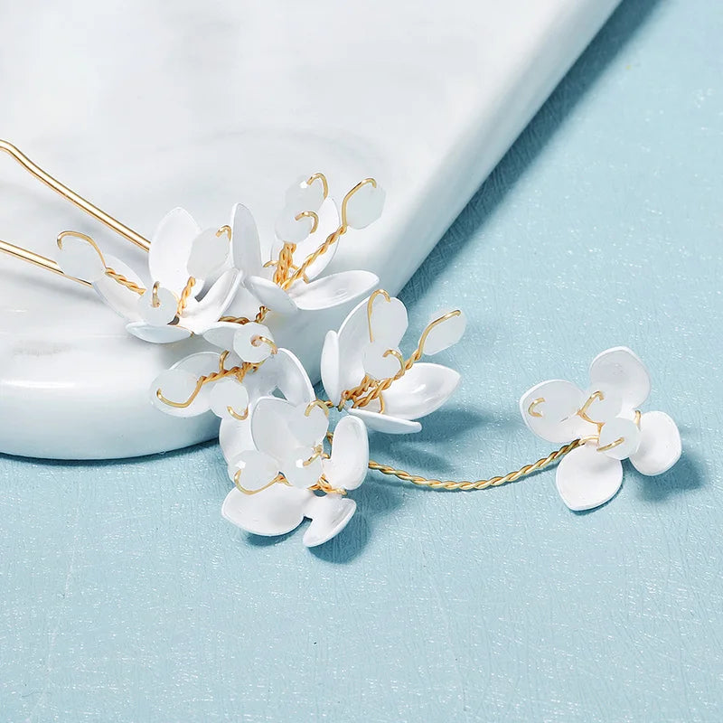 Crystal Flower Hair Forks Pins Bridal Wedding Hair Accessories