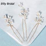 Crystal Flower Hair Forks Pins Bridal Wedding Hair Accessories