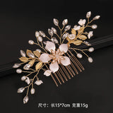 Crystal Flower Leaf Pearl Hair Comb Pin Headband Tiara