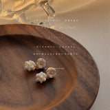 Crystal Flower Stud Earrings Pearl Zircon Rhinestone Jewelry