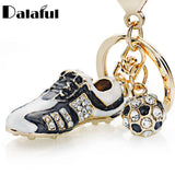 Crystal Football Soccer Shoes Rhinestone Keychain