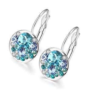 Crystal Lekani Round Stud Earrings with Czech Crystal Women Earrings
