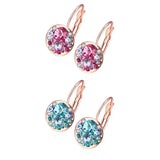 Crystal Lekani Round Stud Earrings with Czech Crystal Women Earrings