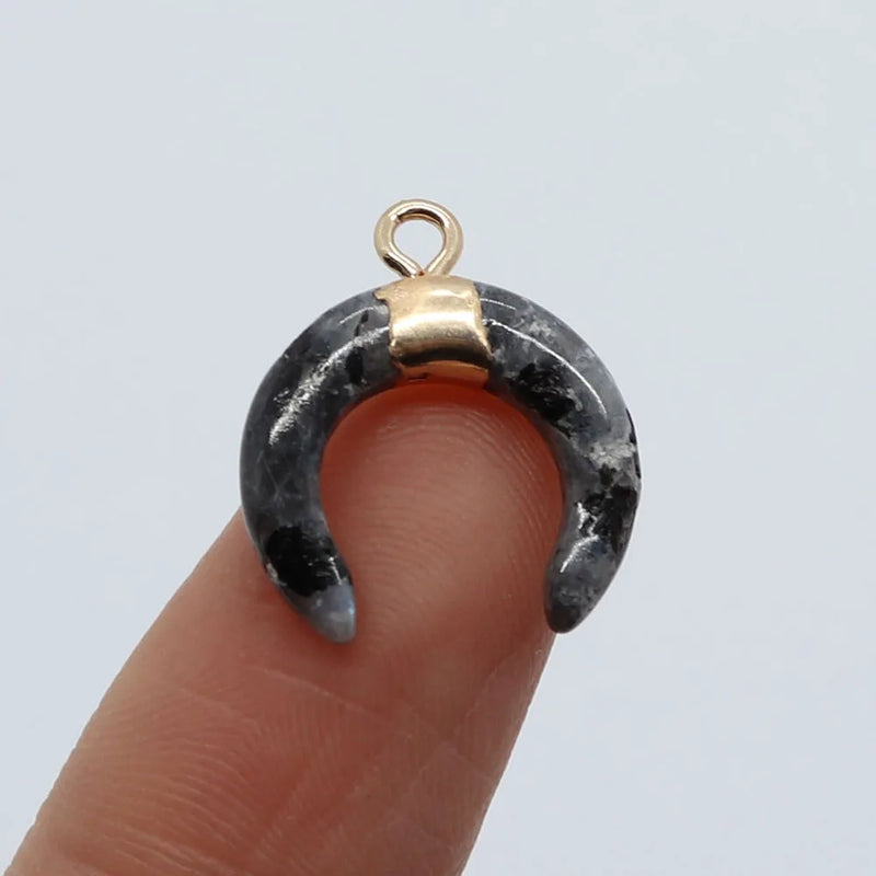 Tiger Eye Pendant Crescent Necklace Healing Rose Crystal