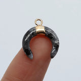 Tiger Eye Pendant Crescent Necklace Healing Rose Crystal