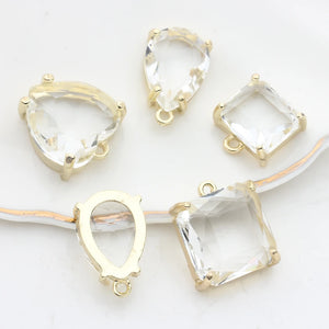 Glass Drop Flower Charms 6pcs/lot Women Earring Making Kits