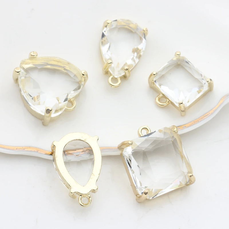 Glass Drop Flower Charms 6pcs/lot Women Earring Making Kits