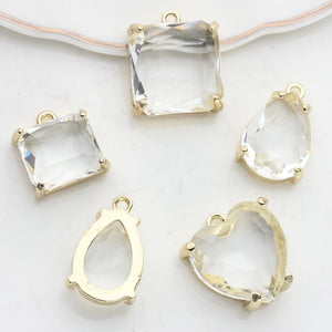 Glass Drop Flower Charms 6pcs/lot Women Earring Making Kits