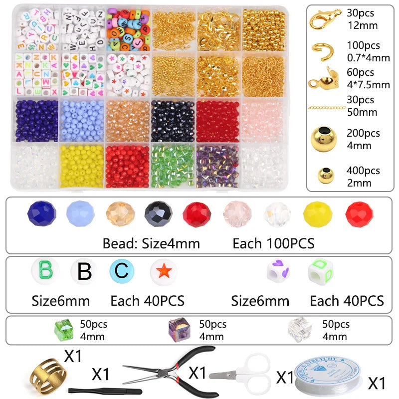 Y2K Crystal Glass Beads Kit Bohemia Jewelry Making Set