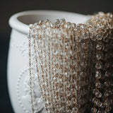 Crystal Glass Faceted Round Bead Chain 4mm, Unplated Brass Beaded Chains