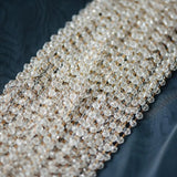 Crystal Glass Faceted Round Bead Chain 4mm, Unplated Brass Beaded Chains