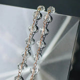 Crystal Glass Faceted Round Bead Chain 4mm, Unplated Brass Beaded Chains