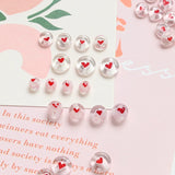 Crystal Glass Red Heart Print Jewelry Beads Accessories