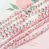 Crystal Glass Red Heart Print Jewelry Beads Accessories