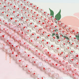 Crystal Glass Red Heart Print Jewelry Beads Accessories
