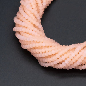 Matte Peach Crystal Glass Rondelle Beads 3mm, Set of 190 Beads