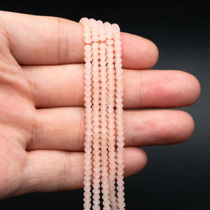 Matte Peach Crystal Glass Rondelle Beads 3mm, Set of 190 Beads