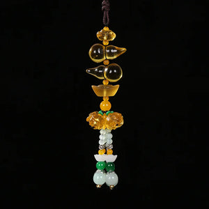 Crystal Gourd Car Rearview Mirror Hanging Lucky Gourd Yuanbao Keychain