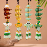Crystal Gourd Car Rearview Mirror Hanging Lucky Gourd Yuanbao Keychain