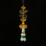 Crystal Gourd Car Rearview Mirror Hanging Lucky Gourd Yuanbao Keychain