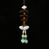 Crystal Gourd Car Rearview Mirror Hanging Lucky Gourd Yuanbao Keychain