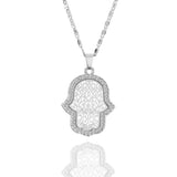 Silver Plated Hamsa Hands Necklace for Women