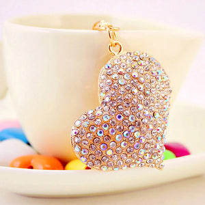 Crystal Heart Couple Key Chain Bag Charm Car Pendant Keyfobs R034