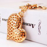 Crystal Heart Couple Key Chain Bag Charm Car Pendant Keyfobs R034