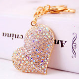 Crystal Heart Couple Key Chain Bag Charm Car Pendant Keyfobs R034