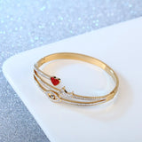 Crystal Heart Moon Eye Cuff Bangle Bracelet Women Girls Stainless Steel Bangles